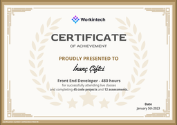 Front End Developer - 480 hours